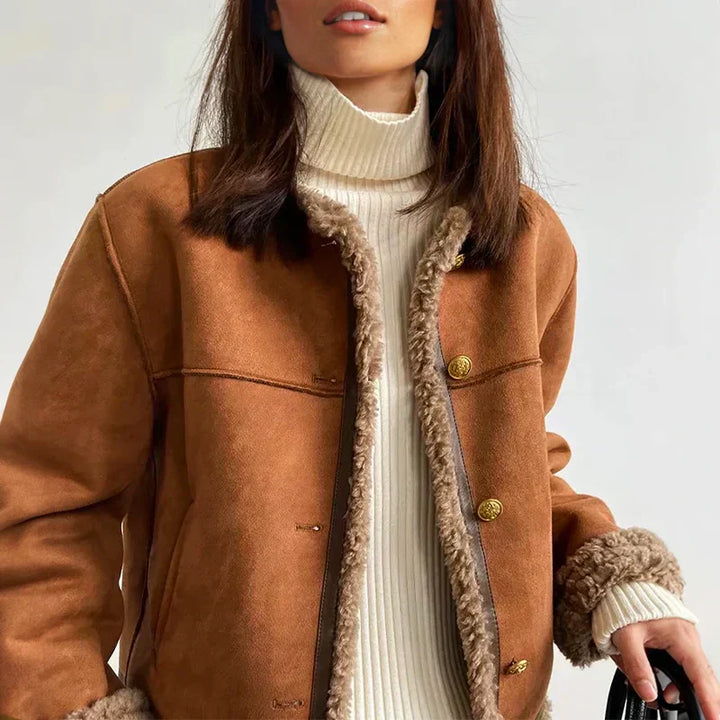 Charlene Shearling Jacket with Buttons